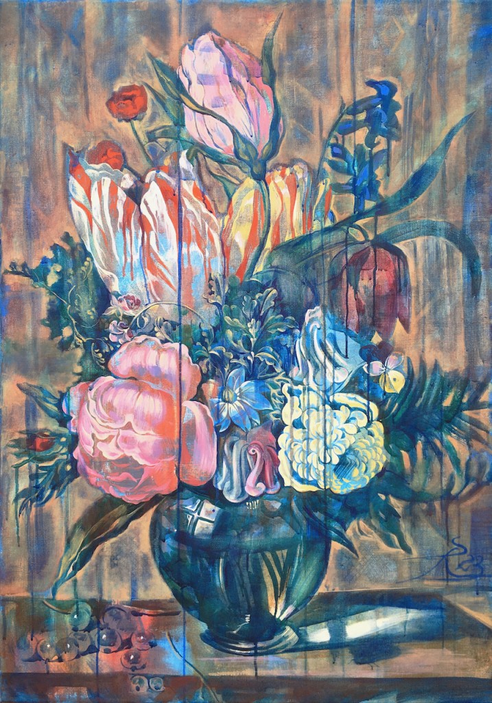 Kwiaty czerwca, tempera na płótnie, 100 x 70 cm
